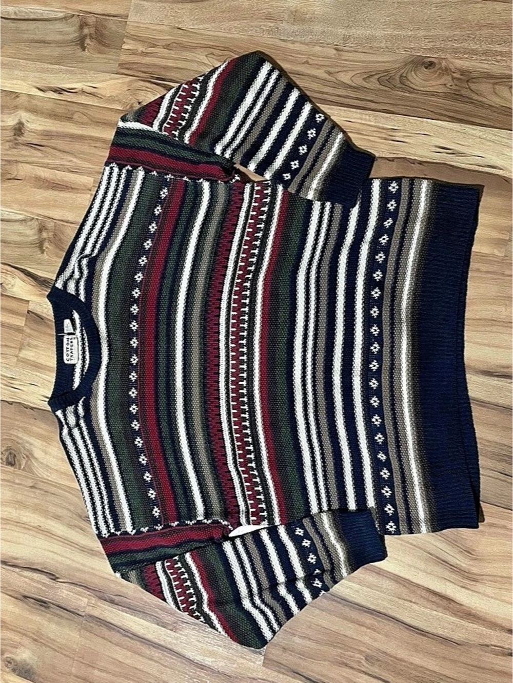 VTG 1990s Cotton Traders Chunky Knit Striped Pullover Sweater Grandpacore XL